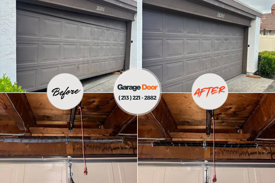 Before and after: garage door repair Kensington, MD